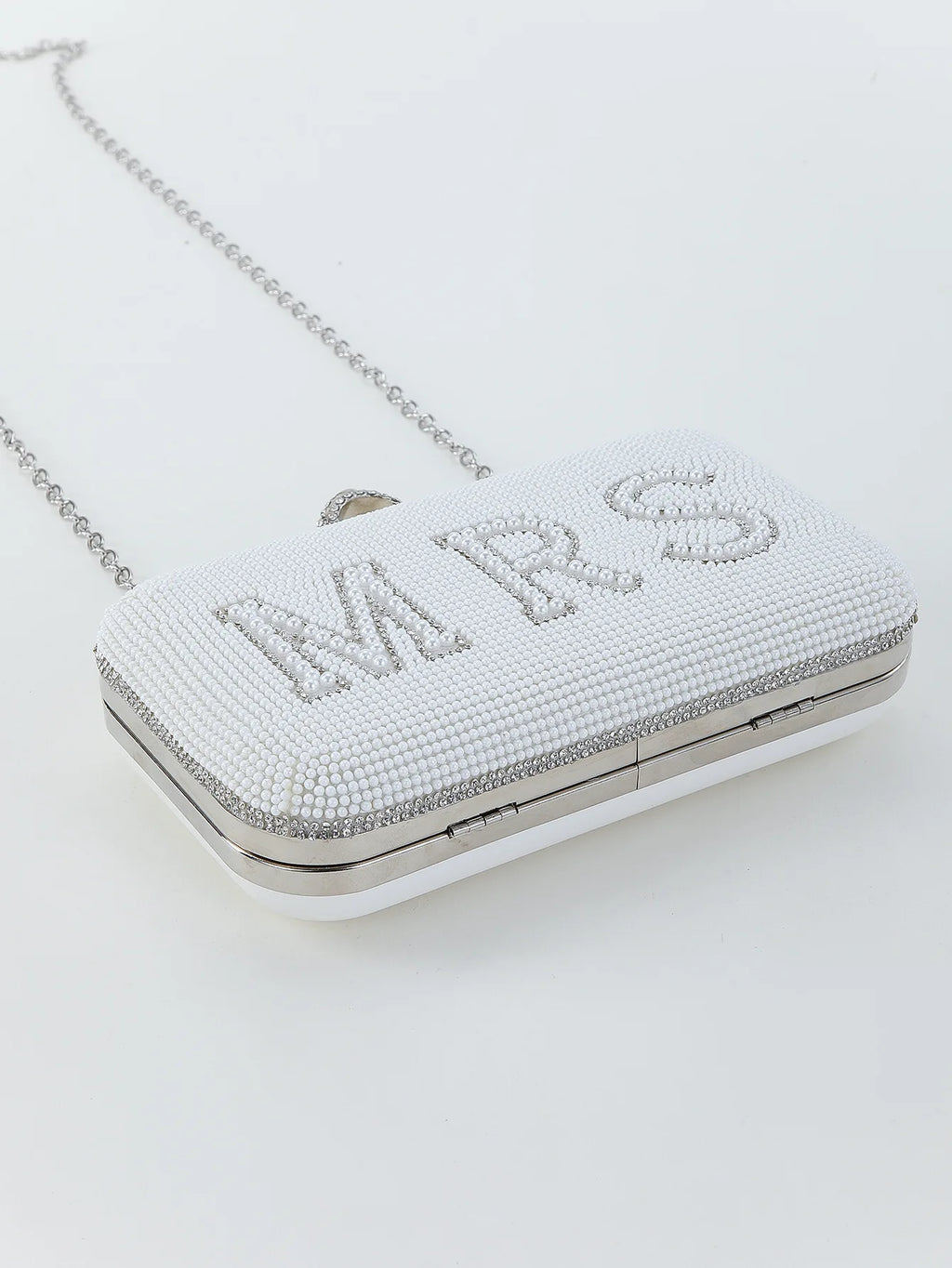 Pearl BRIDE Clutch Purse White Rhinestone Shoulder Handbags Bridal Wedding Evening Bag Ladies Party Decoration MRS Gift Present