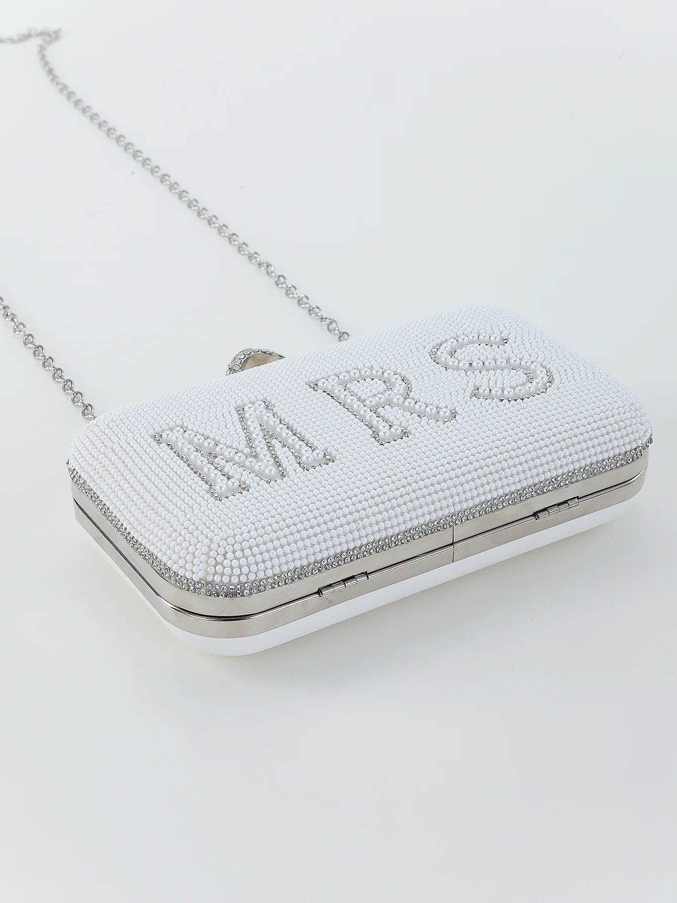 Pearl BRIDE Clutch Purse White Rhinestone Shoulder Handbags Bridal Wedding Evening Bag Ladies Party Decoration MRS Gift Present