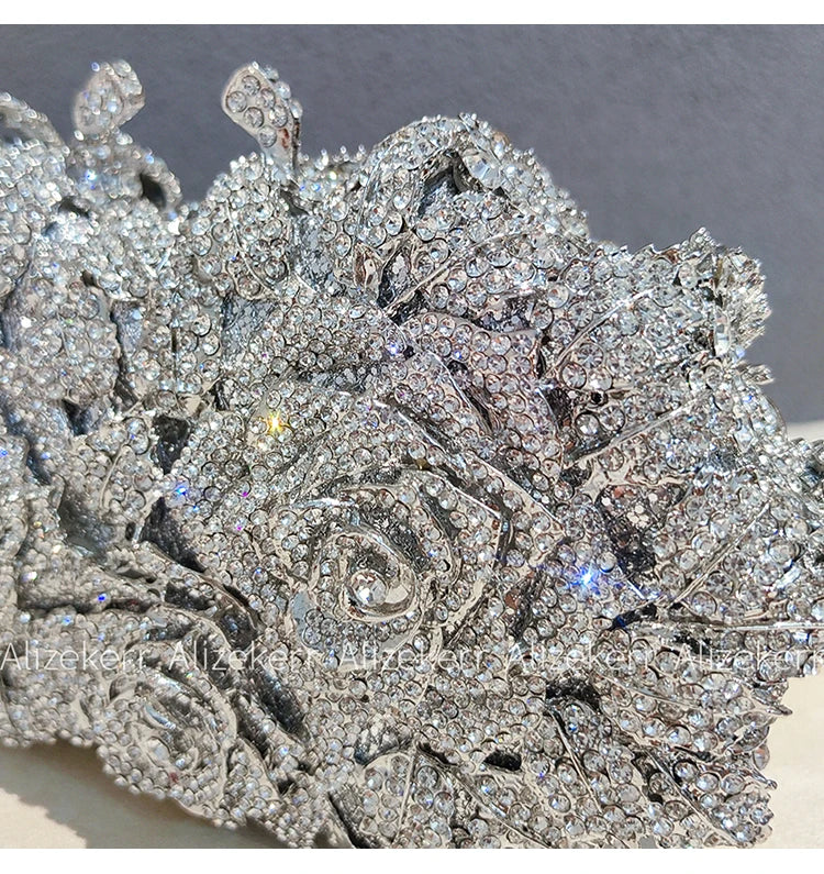 Rose Crystal Flower Evening Clutch