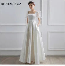 White Satin Embroidered Lace Backless Dress