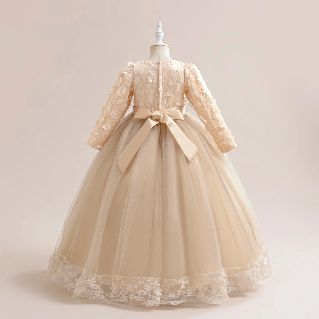 Long-Sleeve Lace Junior Bridesmaid Dress