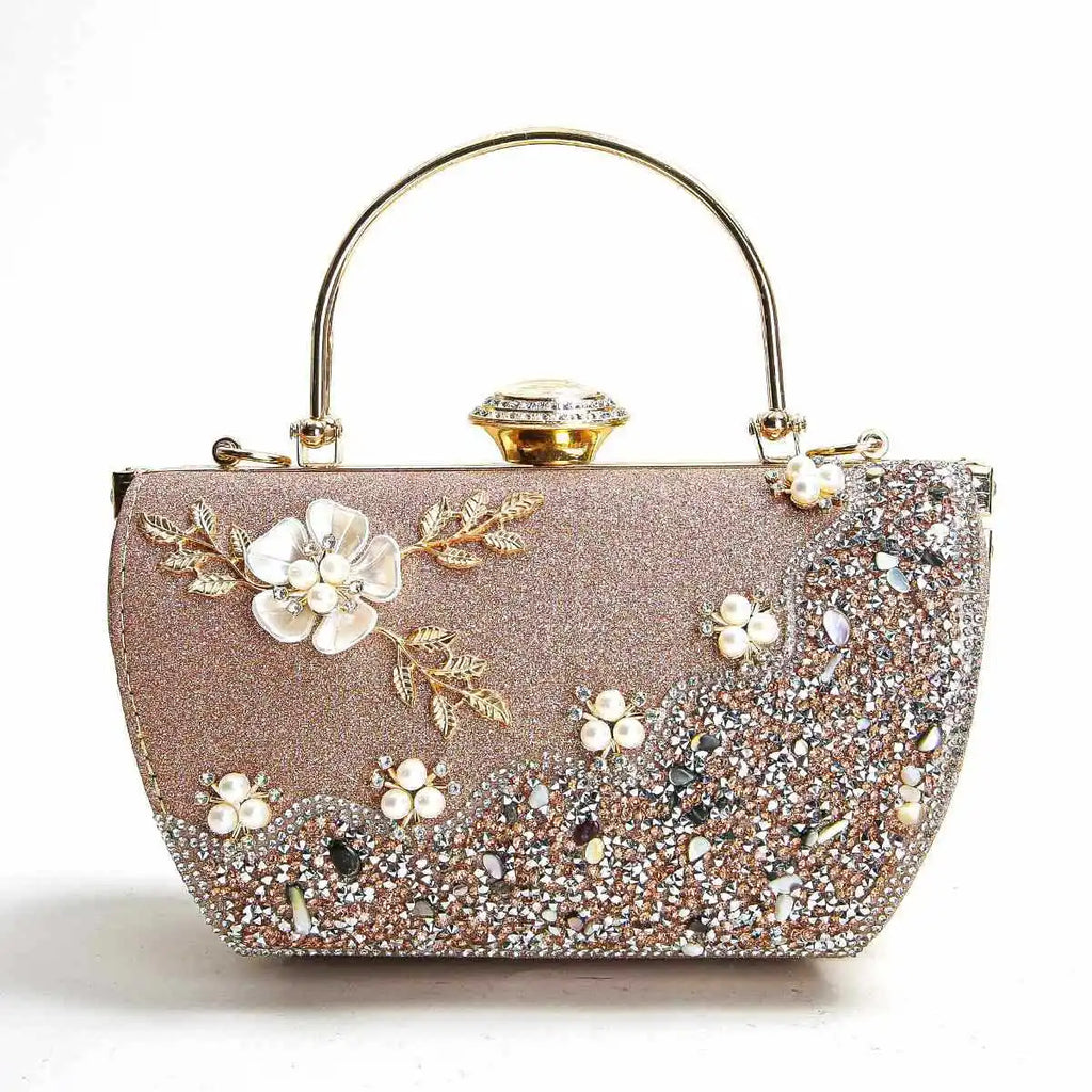 2024 New Arrival Flower Crystal Wedding Bridal Clutch Purse Luxury Designer Women's Dinner Party Cocktail Handbags Diamond Bags