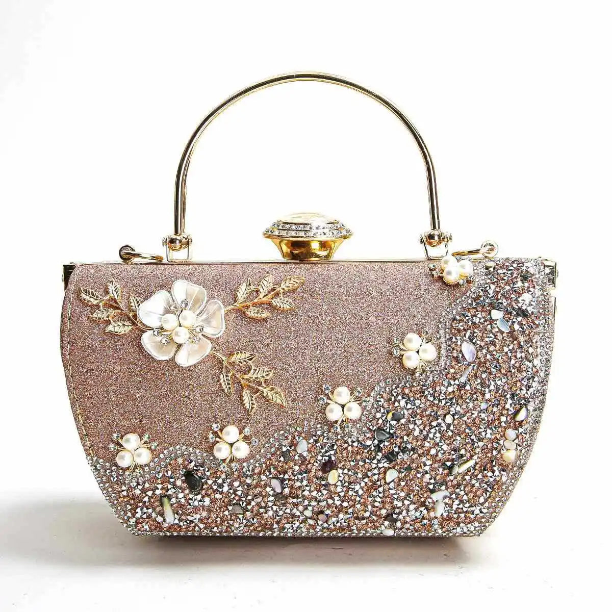 2024 New Arrival Flower Crystal Wedding Bridal Clutch Purse Luxury Designer Women's Dinner Party Cocktail Handbags Diamond Bags