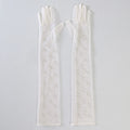 Elegant Pearl Beaded Long Elbow Bridal Gloves for Wedding Party Finger Tulle Gloves Marriage Accessories