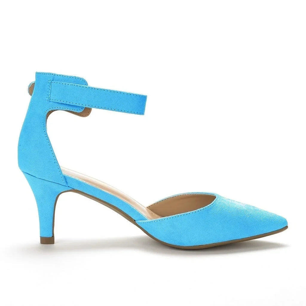 Suede Thick-Heel Open-Toe Bridal Ankle-Strap Sandals
