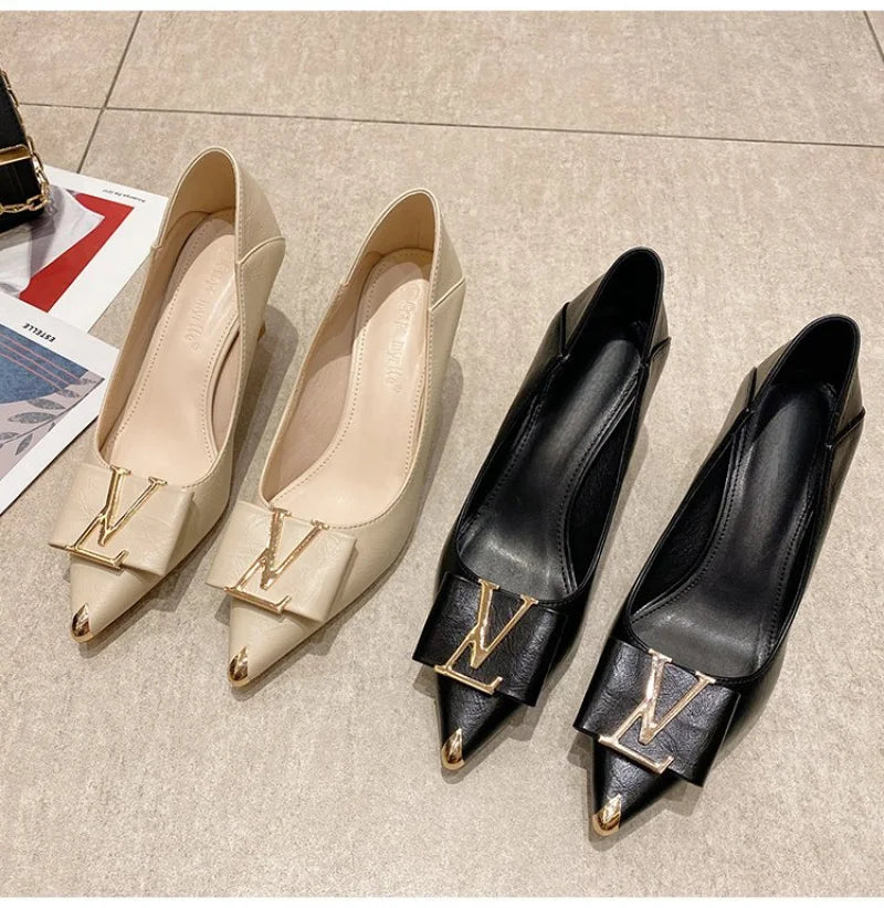 2026 Summer New Pointed-Toe Stiletto Heels, Women's Medium Height Office Pumps, Elegant Work Dress Shoes for Commuting