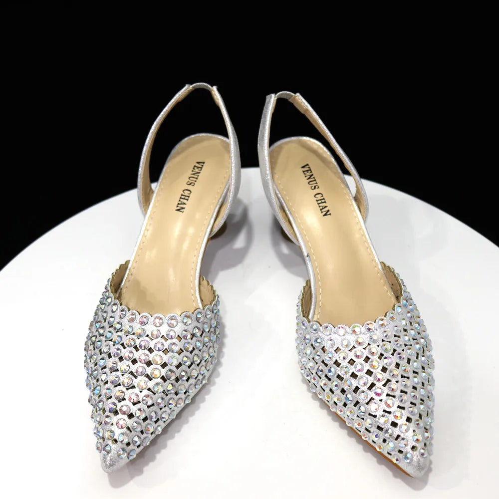 Wine Crystal Pointed-Toe Heels