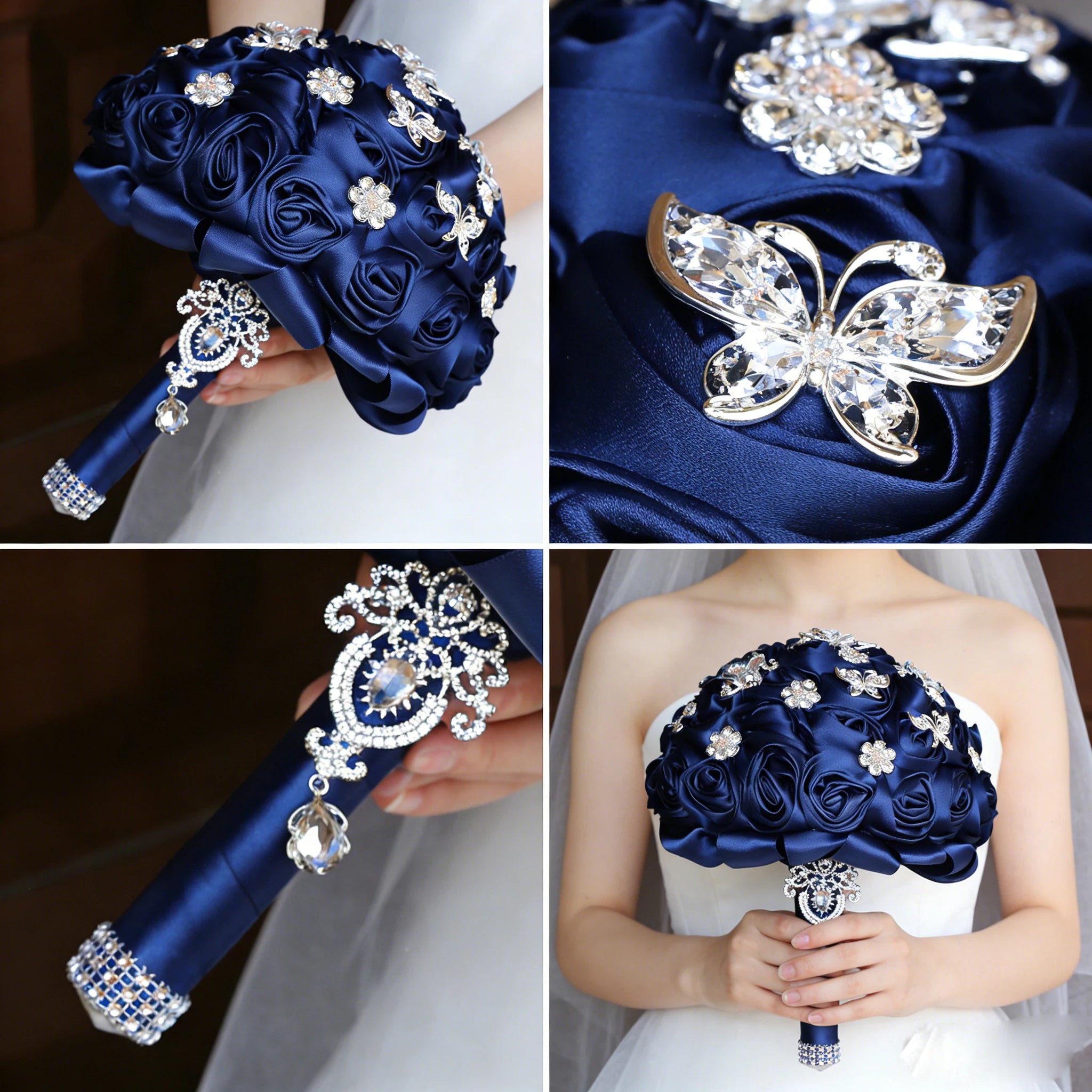 Dark Blue Wedding Bouquet Bridesmaid Holding Flowers