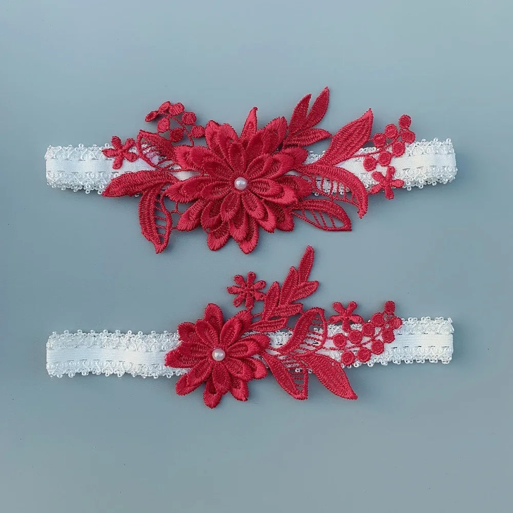 Floral Embroidered Lace Bridal Garter