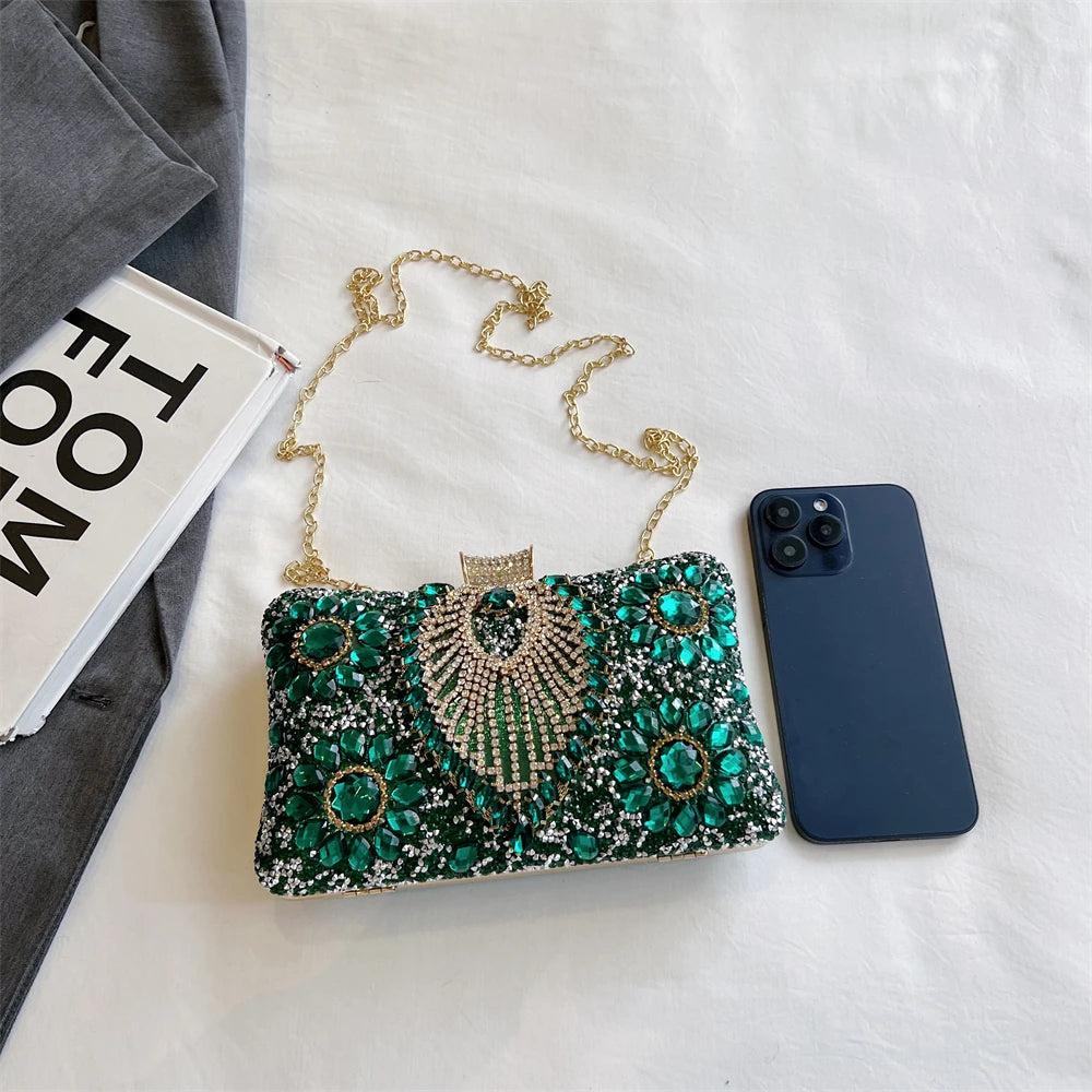 Rhinestone Gemstone Crossbody Clutch