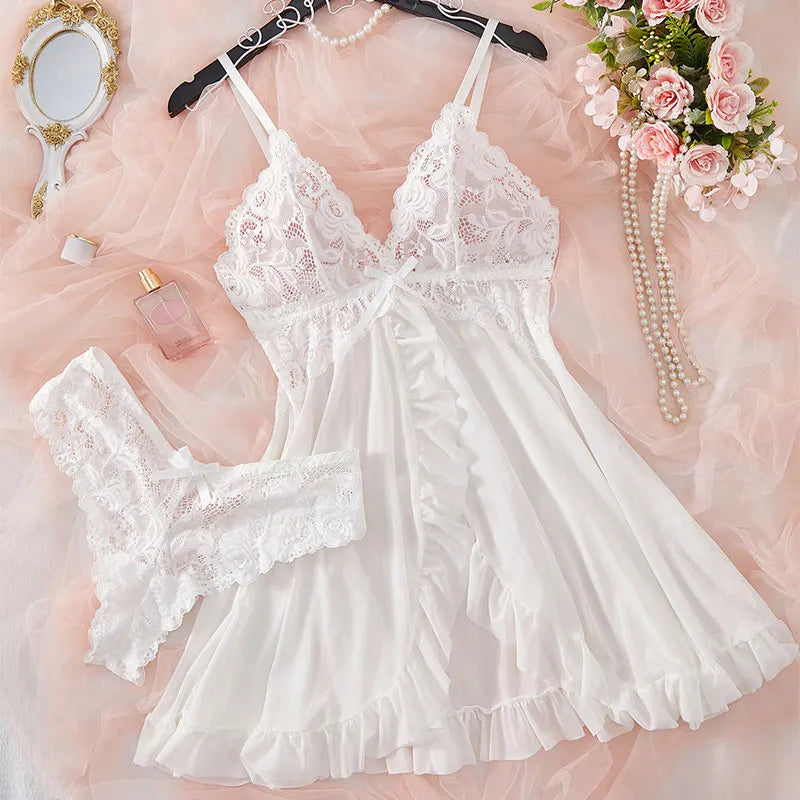 Sheer Lace V-Neck Slip Nightdress