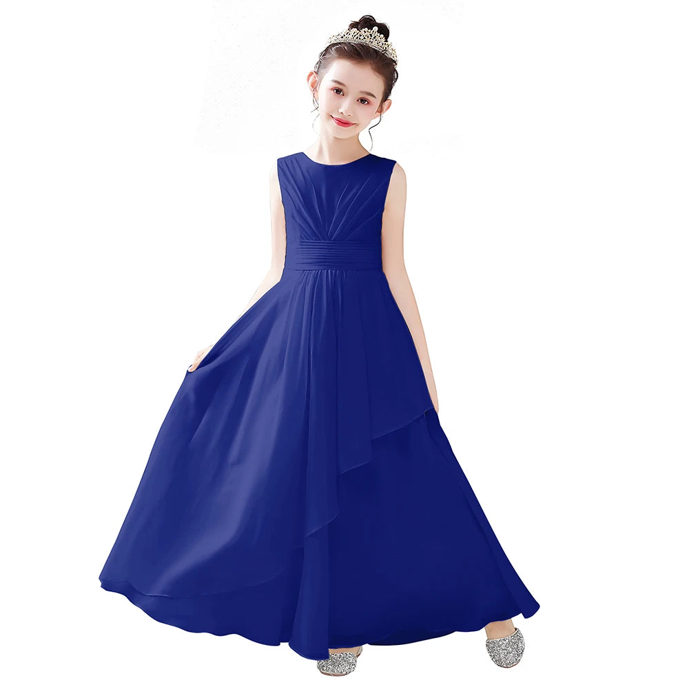Chiffon Bow-Sash A-Line Flower Girl Dress
