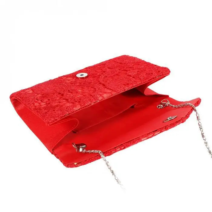 Ladies Silk Evening Bag Vintage Elegant Purple Lace Flower Bridal Clutches For Women Party Handbag Prom Chain Shoulder Bag Purse