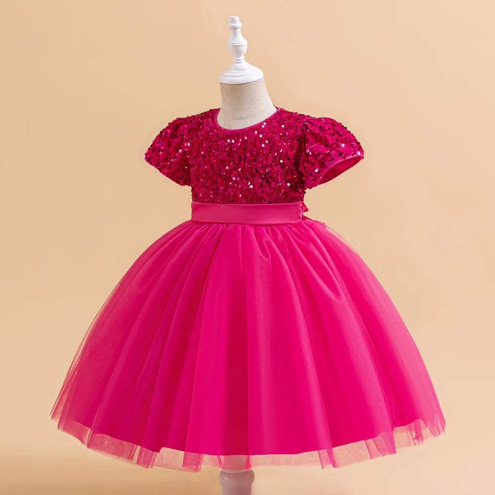 Sequin Bow Party Dress for Girls