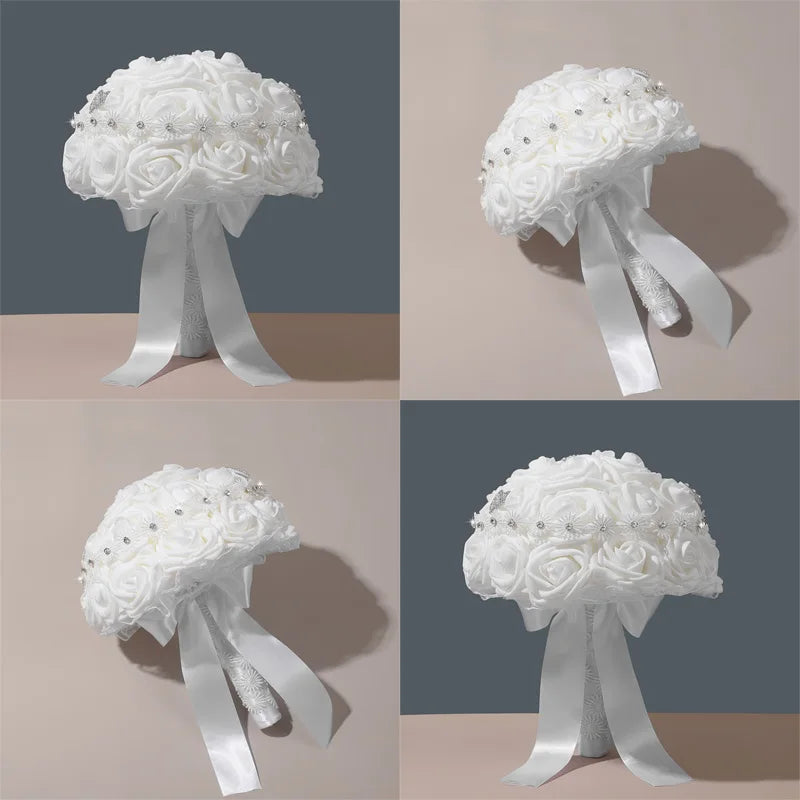 Beautiful Wedding Bouquet Bridal Bridesmaid Flower Wedding Bouquet Artificial Flower Bouquet White Bridal Bouquets