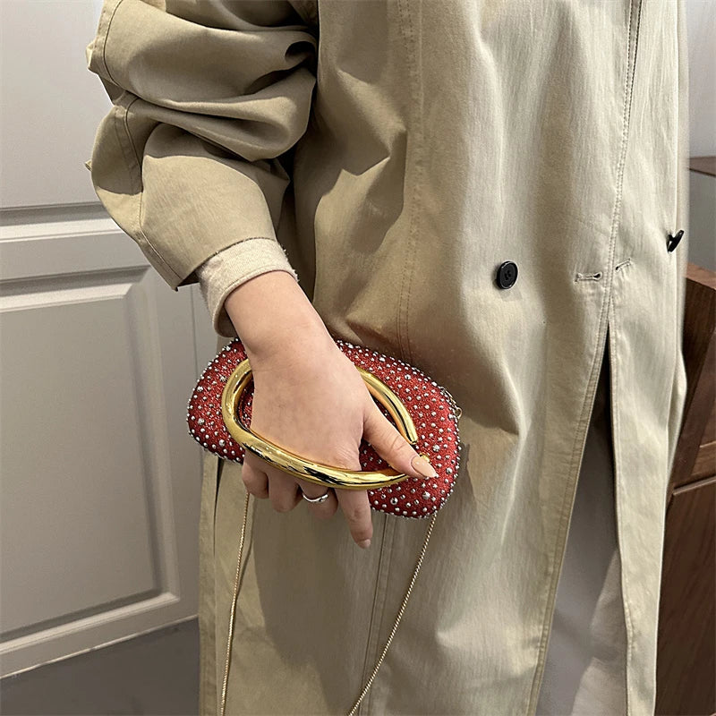 Red Wedding Evening Clutch Bag For Women Luxury Silver Gold Fashinon Party Purse And Handbag Trend Lady Lipstick Crossbody Bag