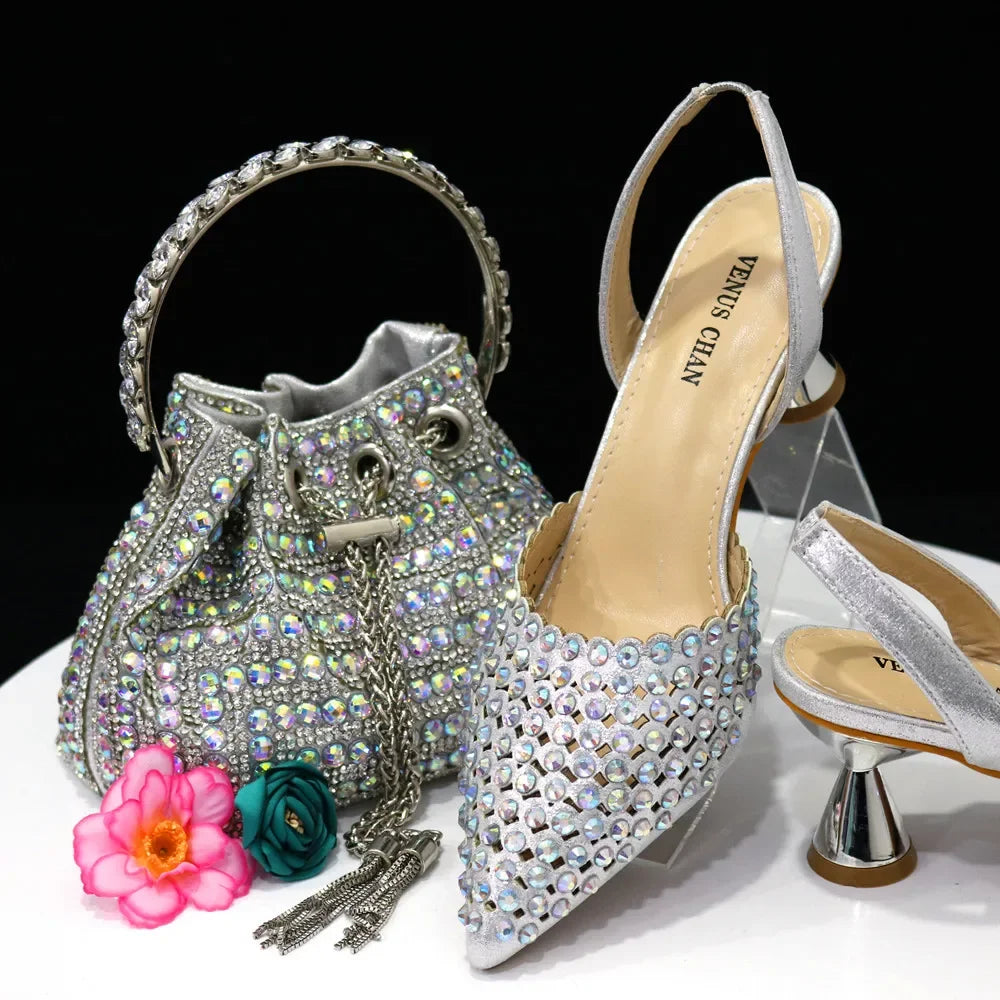 Wine Crystal Pointed-Toe Heels