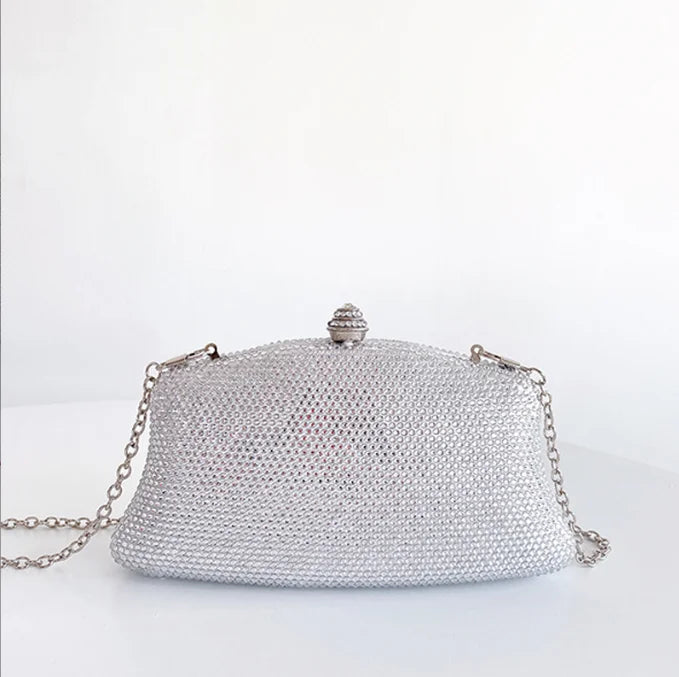 XIYUAN Women Blue/Gold/Red Crystal Bridal Clutch Silver Evening Purses Wedding Party Day Clutches Minaudiere Rhinestone Handbags