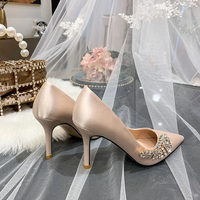 2026 New Bride White Wedding Shoes Women's Champagne Bridesmaids Shoes High Heels Wine Red Shoes