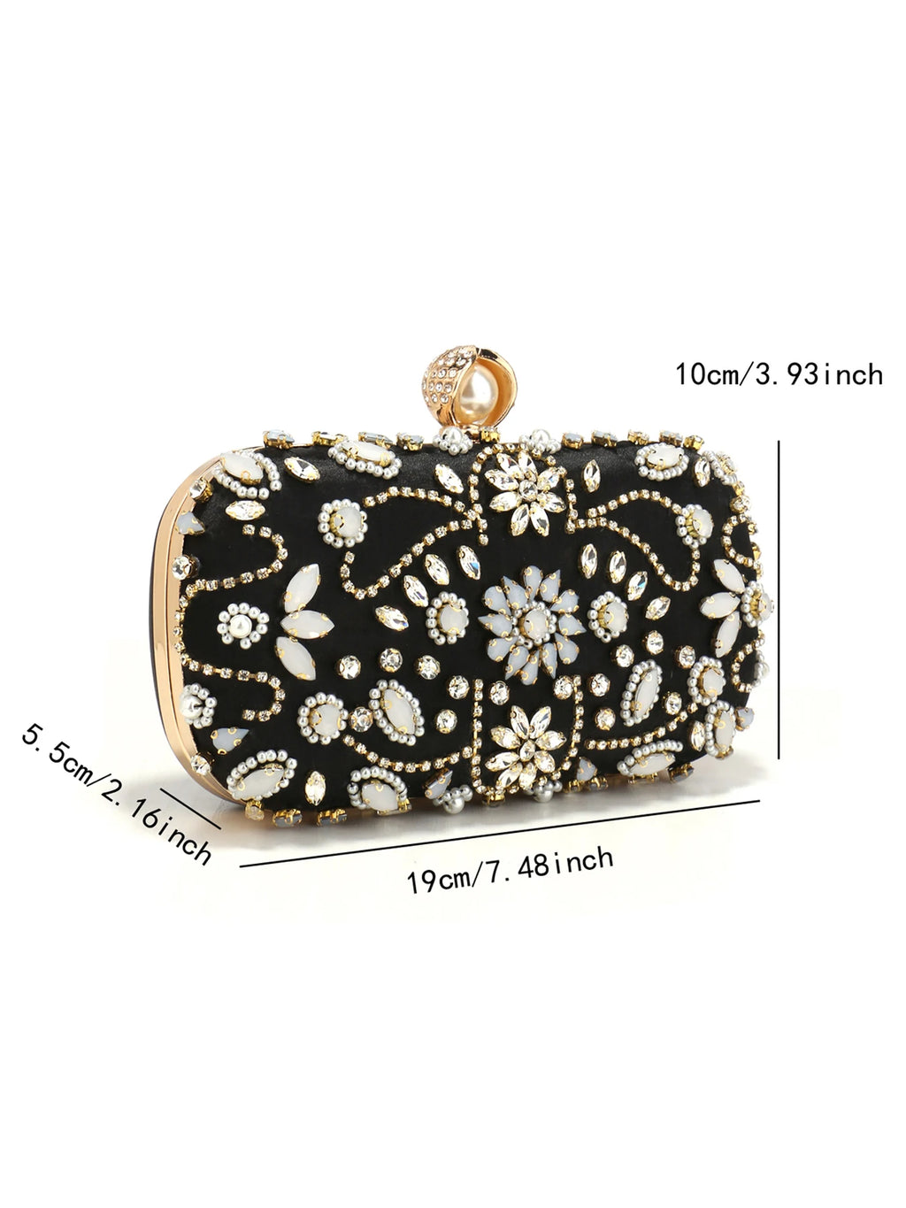 Pearl Beaded Diamond Evening Clutch