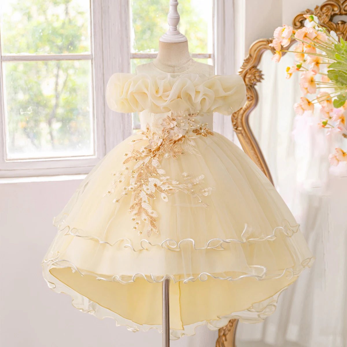 Tulle Bow Flower Bridesmaid Dress