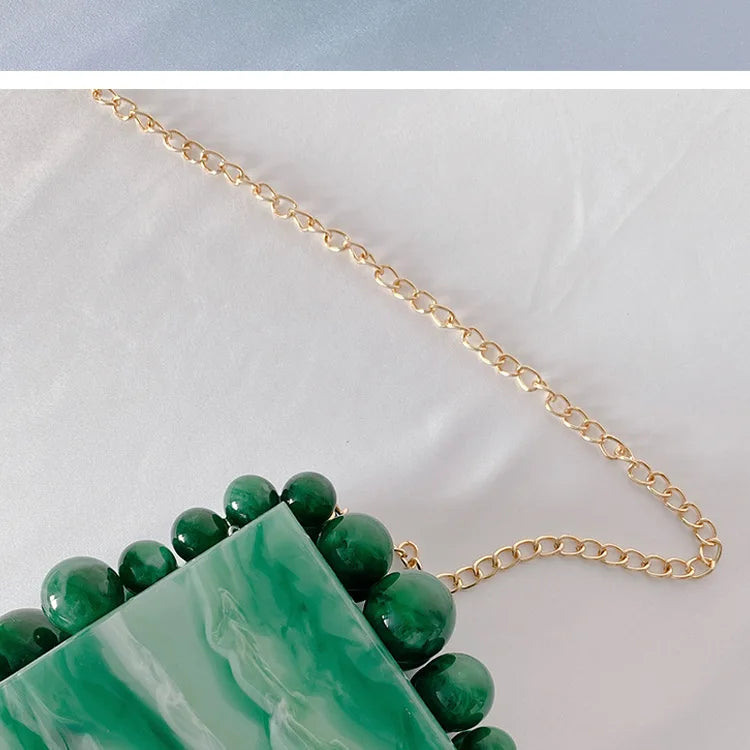 Leopard Beads Acrylic Box Evening Clutch Bag 2023 Women Designer Luxury Sequin Purses And Handbags Wedding Party Purse Clutches