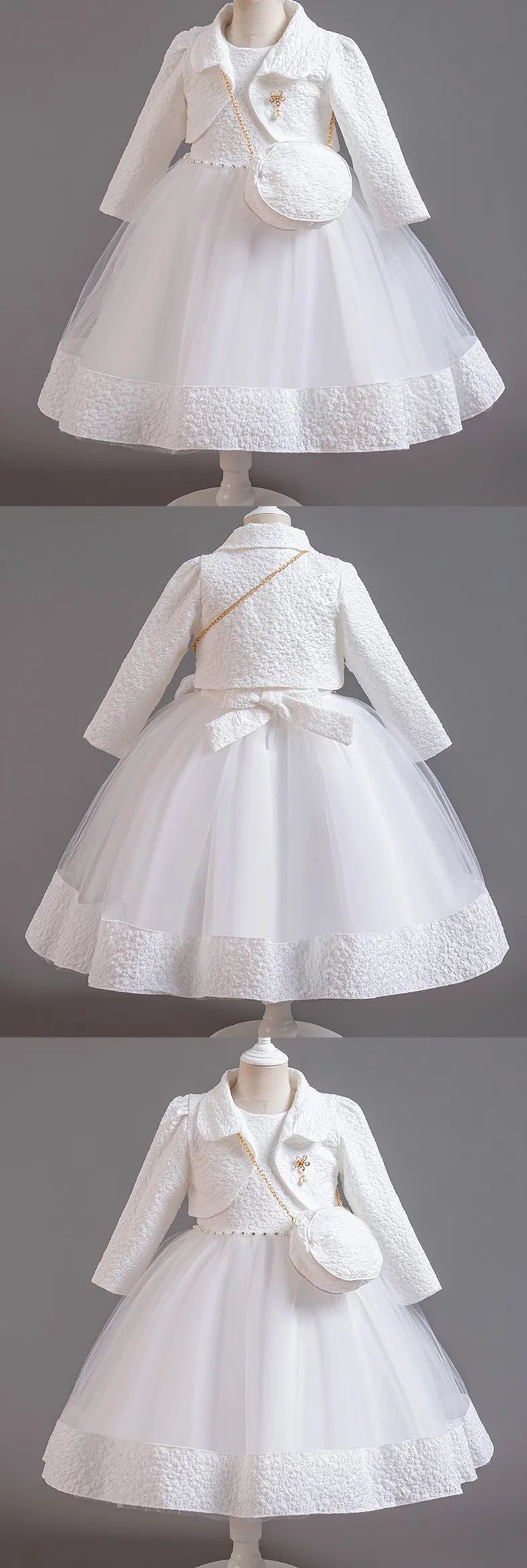 Long-Sleeve Flower Girl Dress Set
