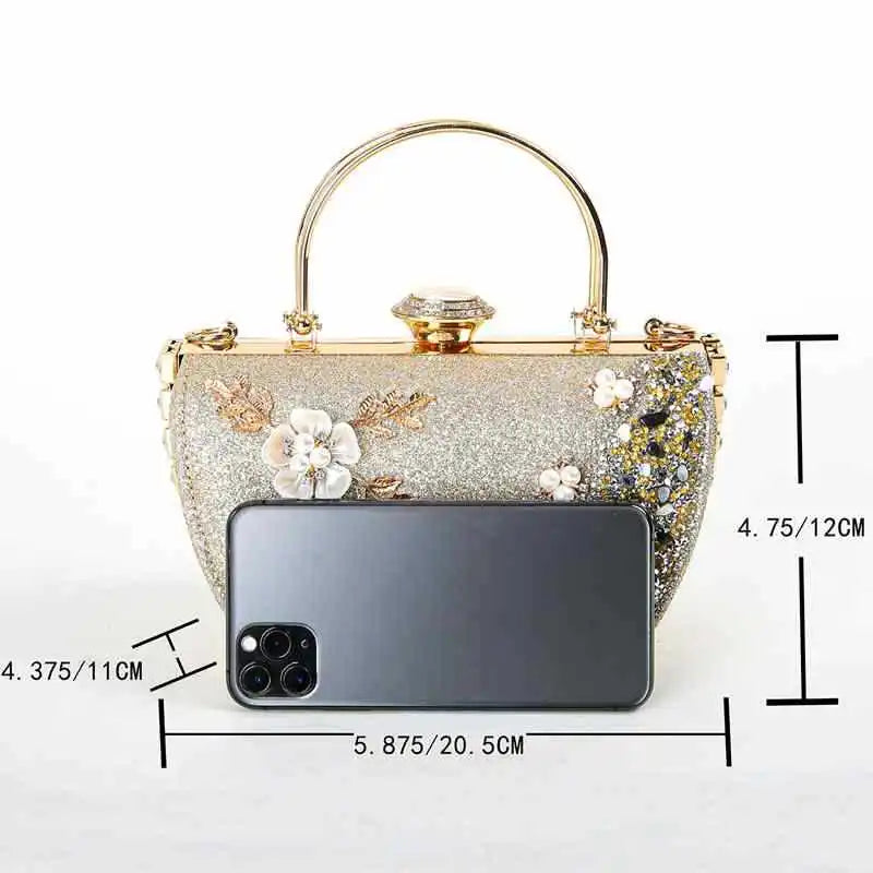 2024 New Arrival Flower Crystal Wedding Bridal Clutch Purse Luxury Designer Women's Dinner Party Cocktail Handbags Diamond Bags