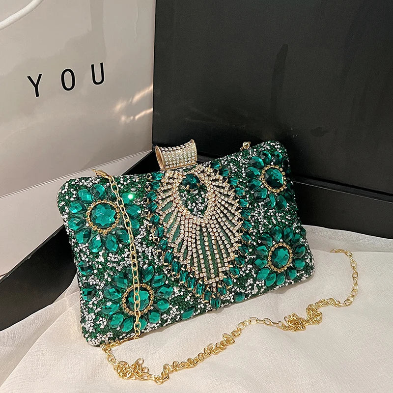 Rhinestone Gemstone Crossbody Clutch