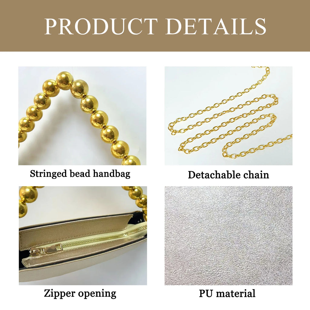 XIYUAN Women Beaded Evening Bags Wedding Party Purse Female White Pearl Dress Bag Ladies Fashion Gorgeous Handbag Bridal Clutch