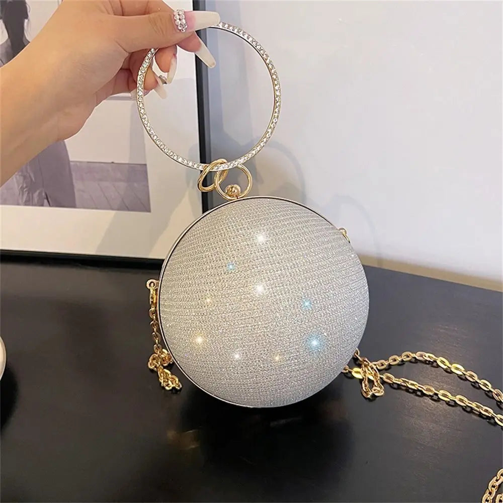 Circular Silk Rhinestone Banquet Clutch
