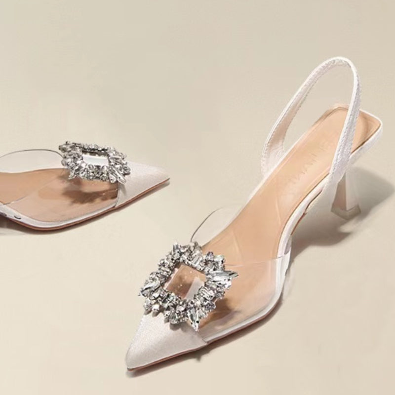 Crystal Banquet Pointed-Toe Heels