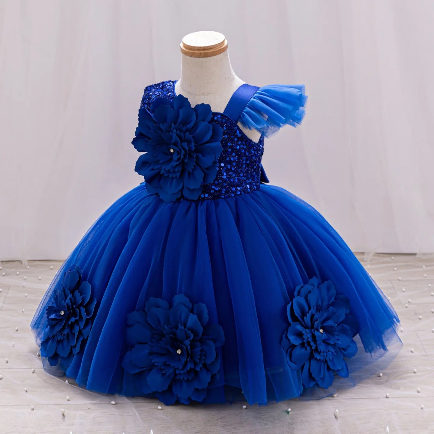 Sparkling One-Shoulder Toddler Party Dress
