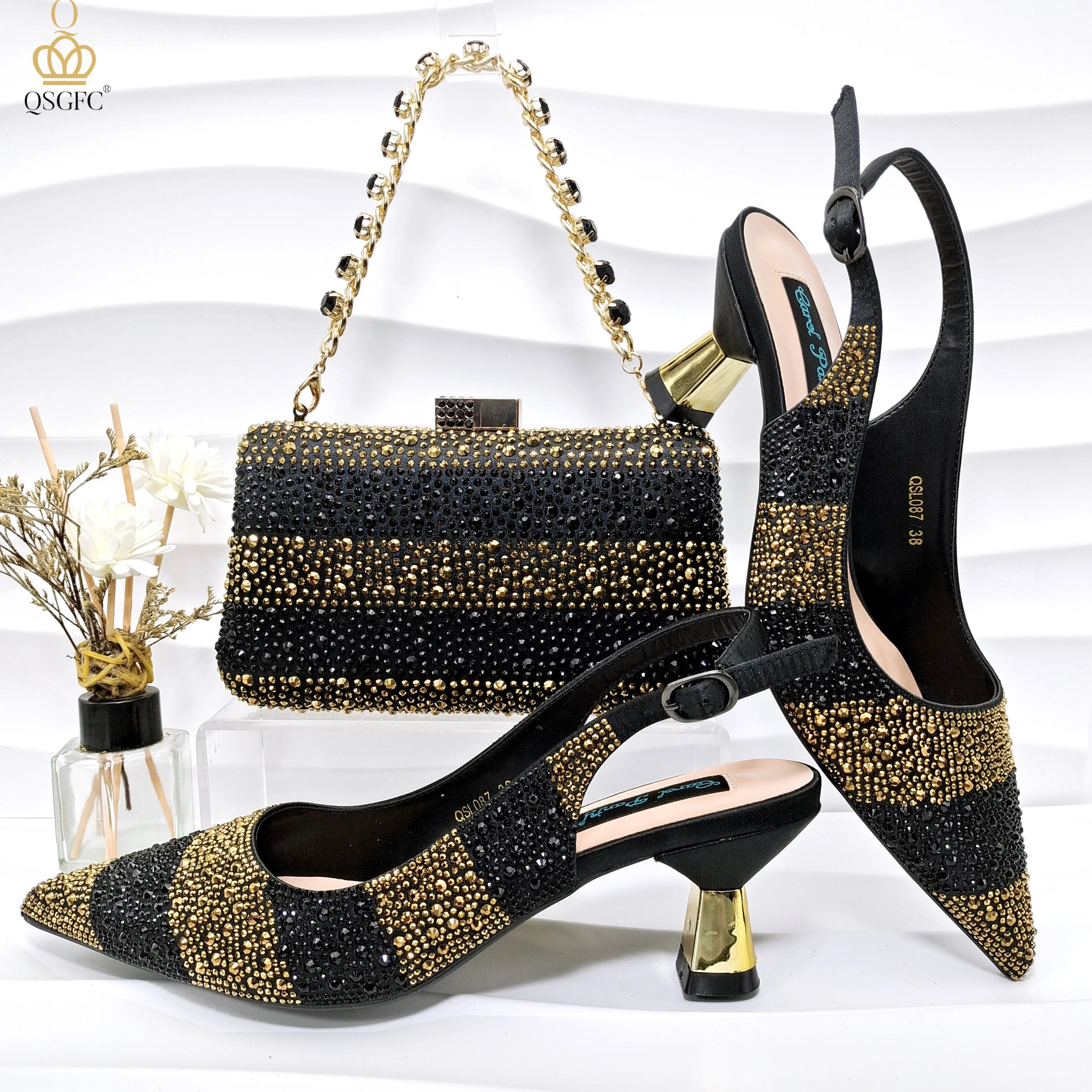 Rhinestone Shoe & Bag Set