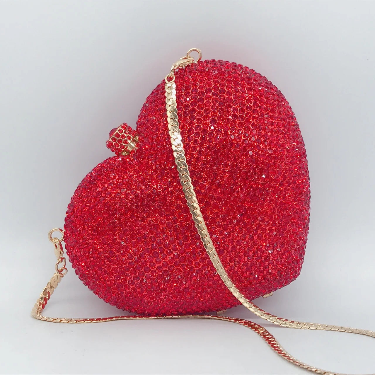 Heart-Shaped Crystal Evening Clutch