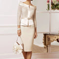 Knee Length Pearl Sheath Mother of the Bride Dress