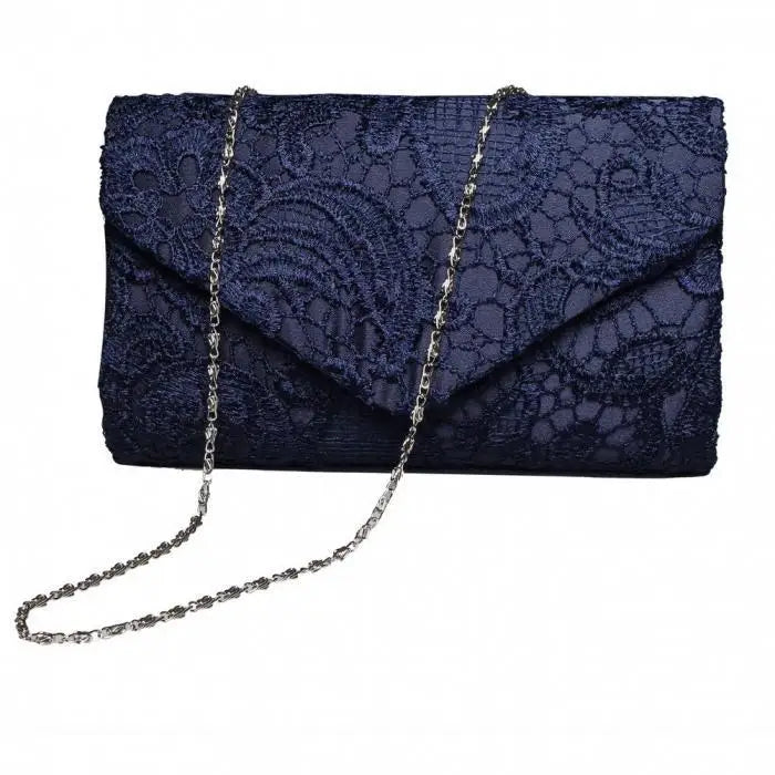 Ladies Silk Evening Bag Vintage Elegant Purple Lace Flower Bridal Clutches For Women Party Handbag Prom Chain Shoulder Bag Purse