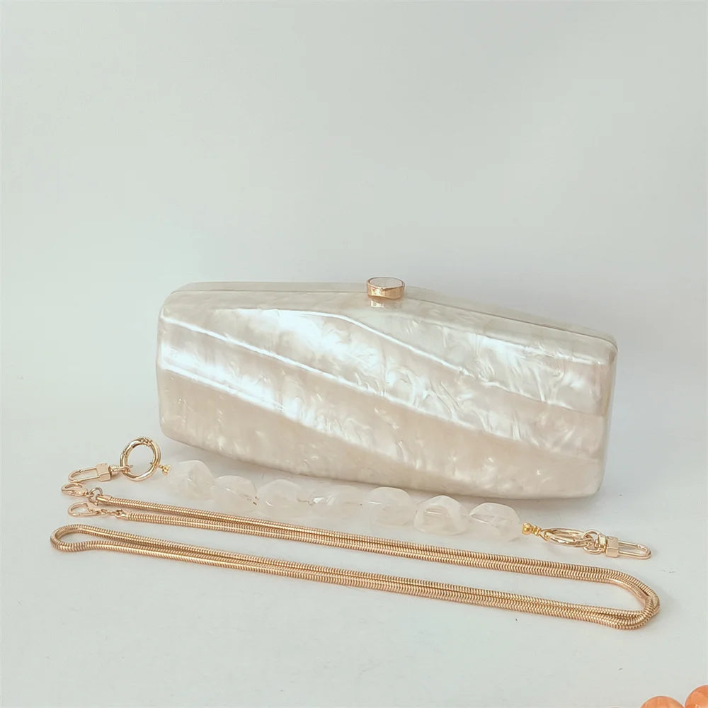 Pearl Marble Acrylic Box Clutch