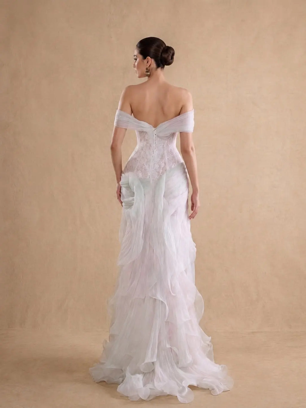 Iridescent Tulle Corset Back Prom Gown