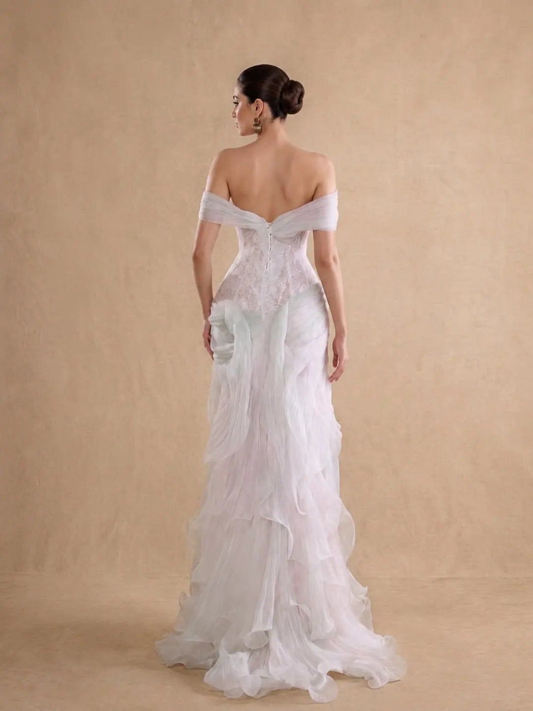 Iridescent Tulle Corset Back Prom Gown