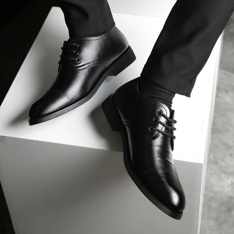 Mens Formal Business Oxford Shoes Classic Leather Dress Shoes for Wedding and Office