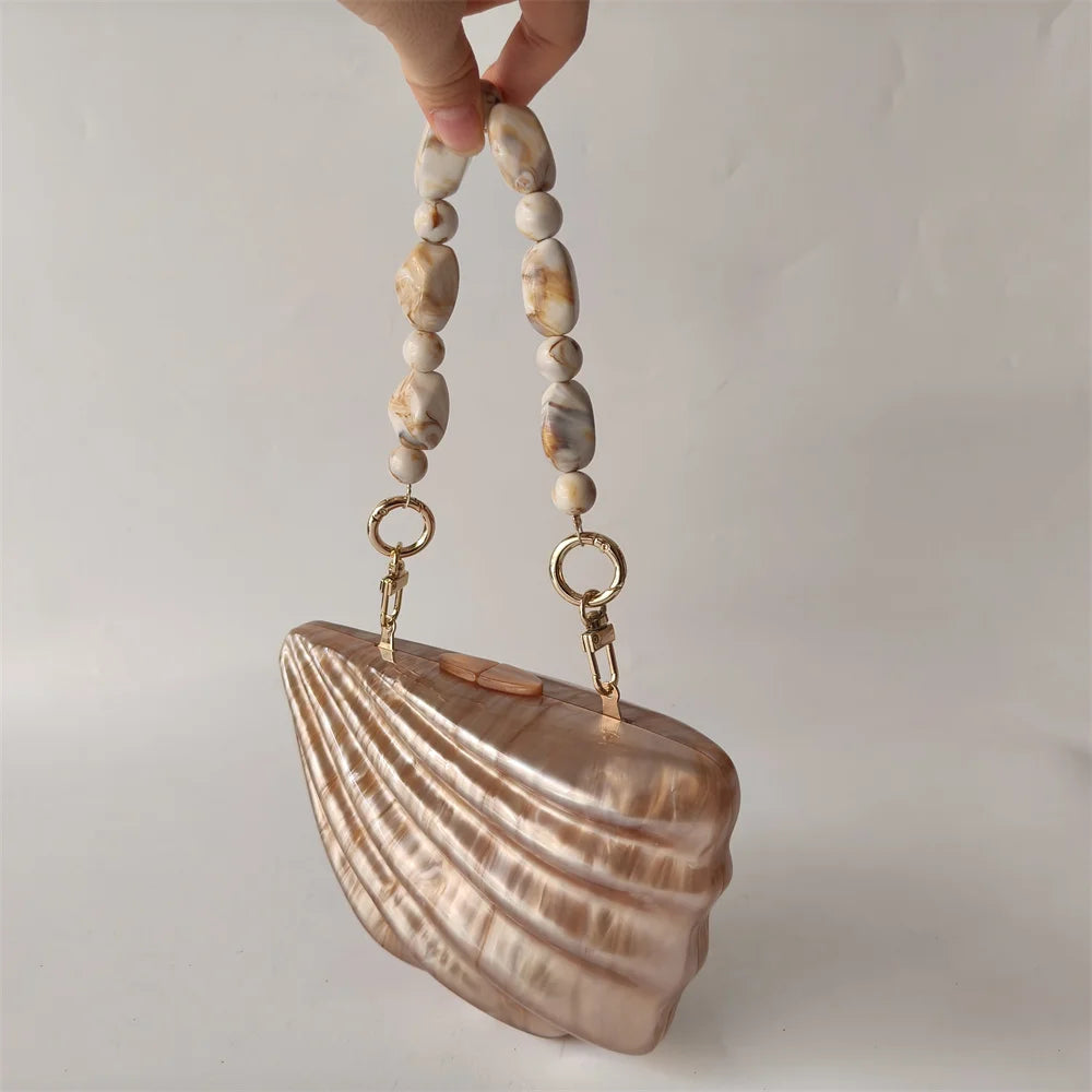 Shell Marble Pearl Box Clutch