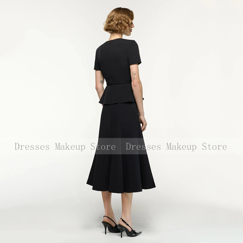 Customized Wedding Guest Dress 2 Pieces Short Sleeves Modern Mother of the Bride Dresses Mermaid Midi Women's Cocktail Gowns