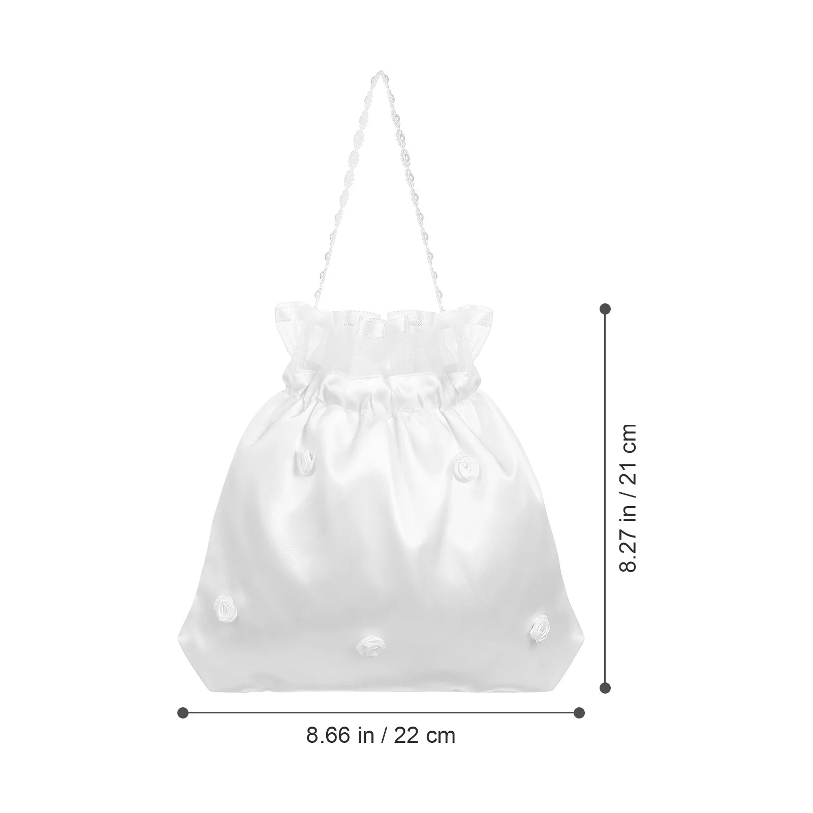 Drawstring Wedding Flower Bag White Satin Bridal Purse Dresses Bride First Communion Handbag Bridesmaid bag Party Handbag