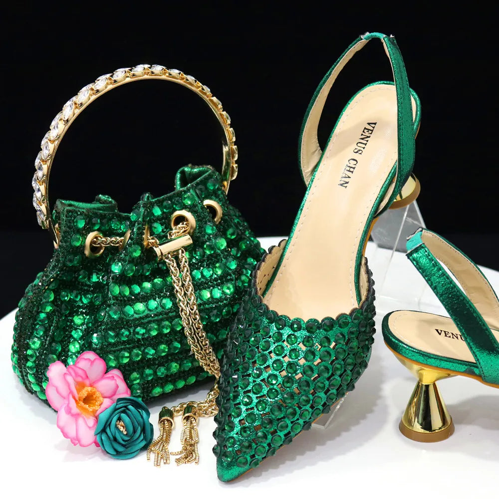 Wine Crystal Pointed-Toe Heels