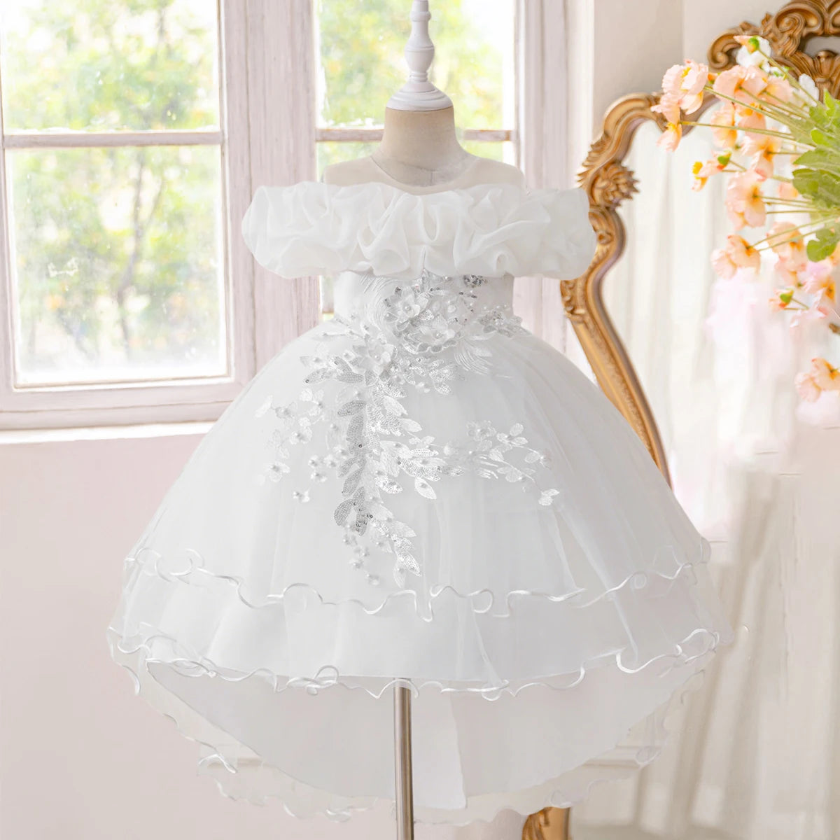 Tulle Bow Flower Bridesmaid Dress