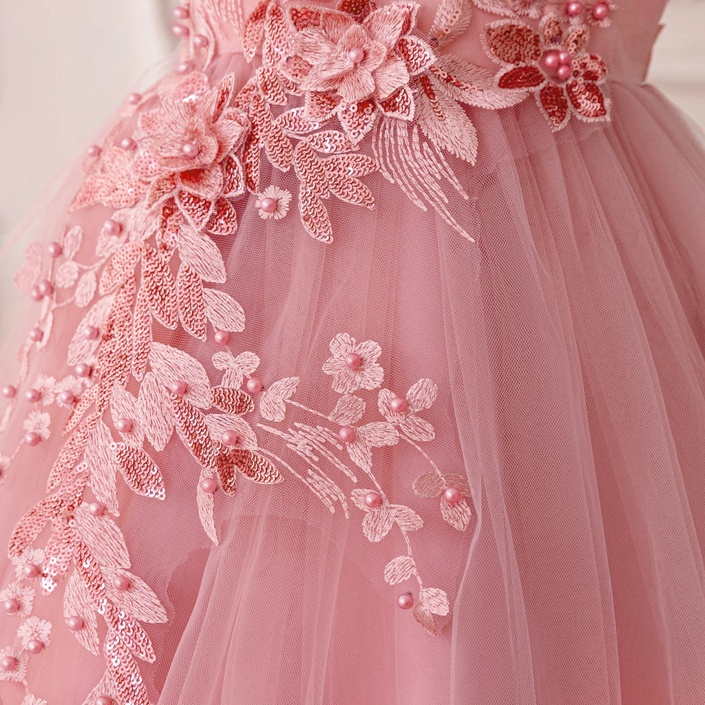 Tulle Bow Flower Bridesmaid Dress