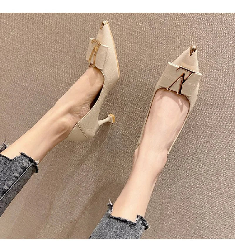 2026 Summer New Pointed-Toe Stiletto Heels, Women's Medium Height Office Pumps, Elegant Work Dress Shoes for Commuting