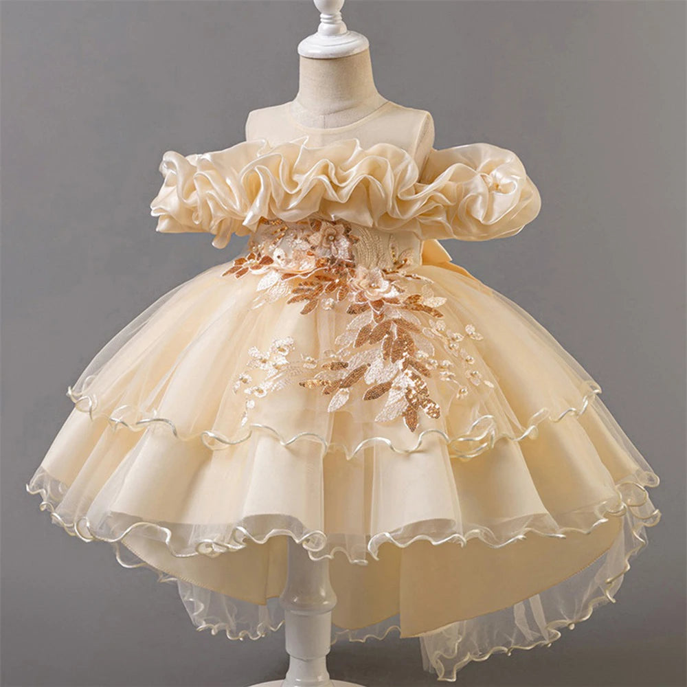 Tulle Bow Flower Bridesmaid Dress