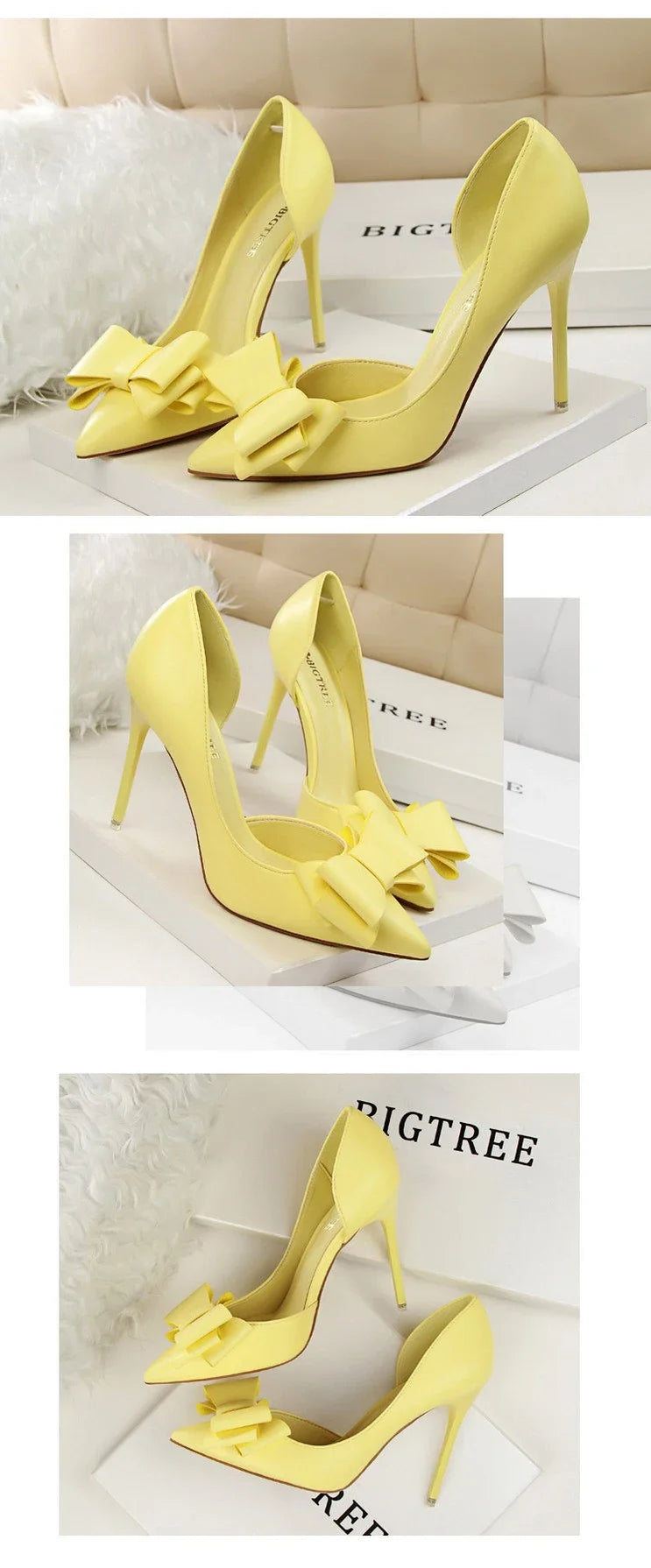 Spring Party Elegant Pink Butterfly-Knot High Heels Women Fashion Wedding Dress Pumps Side Hollowed Stiletto Shoes